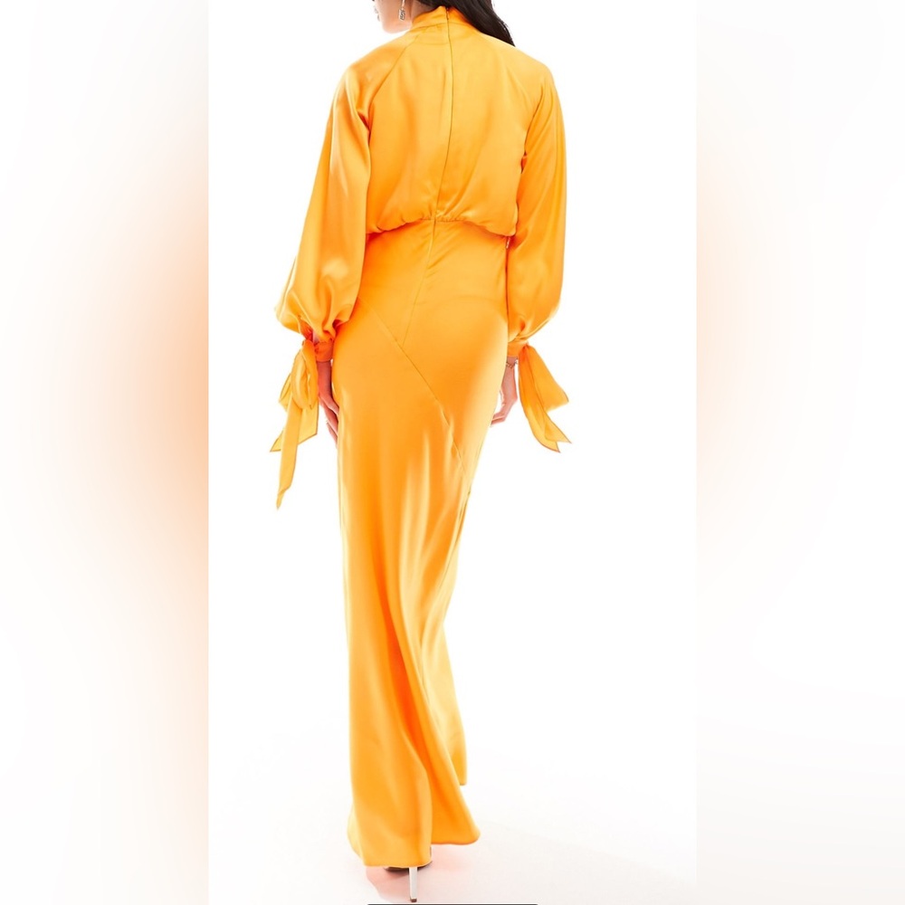 Beight orange satin style maxi dress